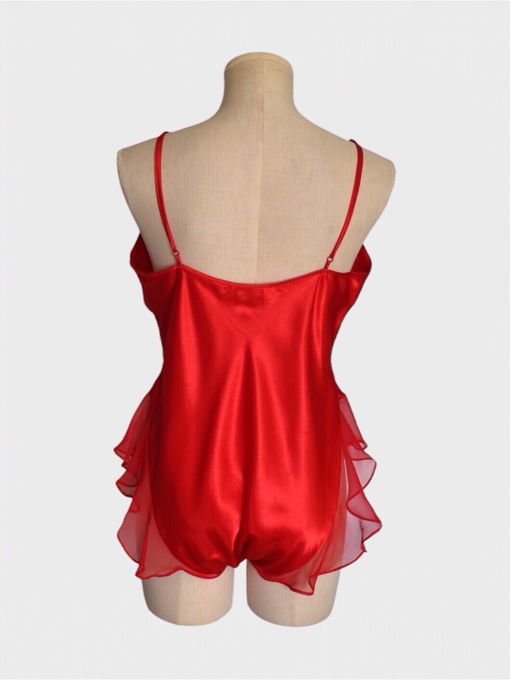 Victorias Secret Vintage 80s Satin Chiffon Lace Teddy Romper Lingerie - Picture 3 of 5